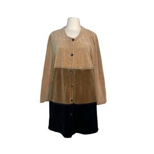 Sonia Rykiel Tan and Black velour Jacket Cardigan Color Block